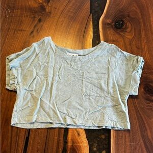 Light Blue/Green Linen Like Crop Top